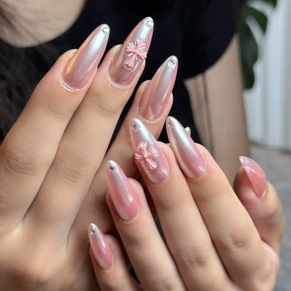 ネイル オーロラネイル キラキラネイル 韓国ネイル ミラーネイル シンプルネイル nailsalon ChuColaのネイルデザイン
