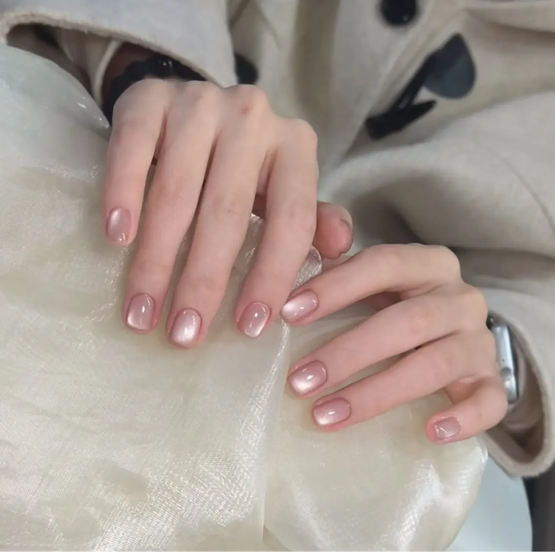 ネイル アートネイル オーロラネイル チークネイル フレンチネイル ガラスフレンチ ハンドネイル 🎀🎀YooLi Nail Salonのネイルデザイン