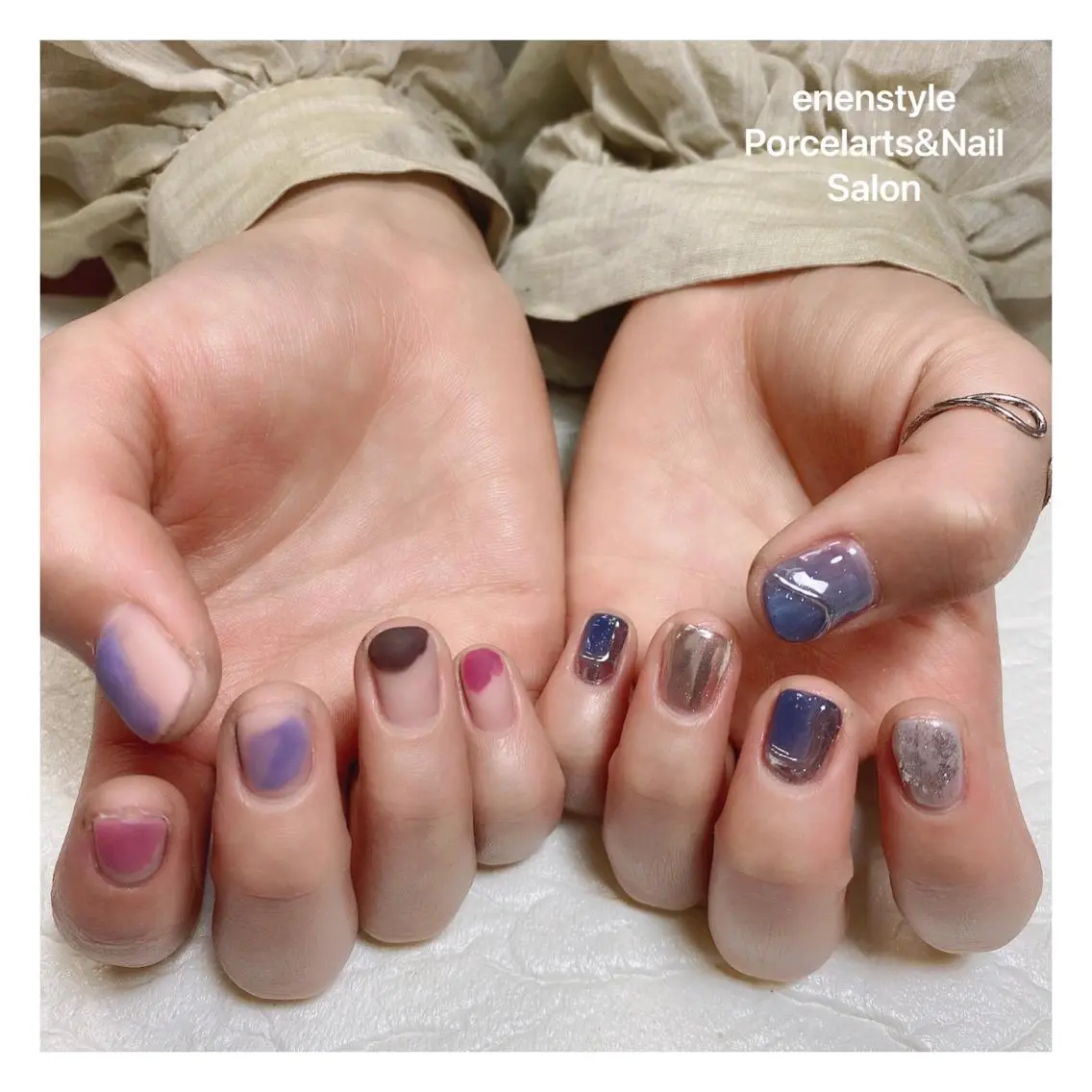 ショート ネイル ハンドネイル 🐾enen style 🐾のネイルデザイン