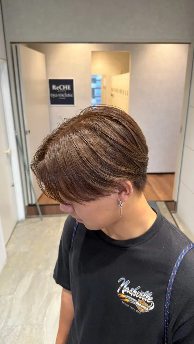 セミロング メンズ カット ヘアカラー メンズハイライト 💫TAISEI💫のヘアスタイル