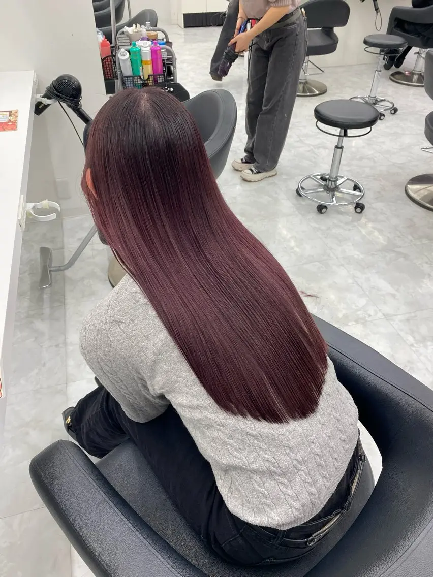 ロング カラー ヘアカラー トリートメント 💖似合わせカラー レイヤー💖縮毛矯正のヘアスタイル