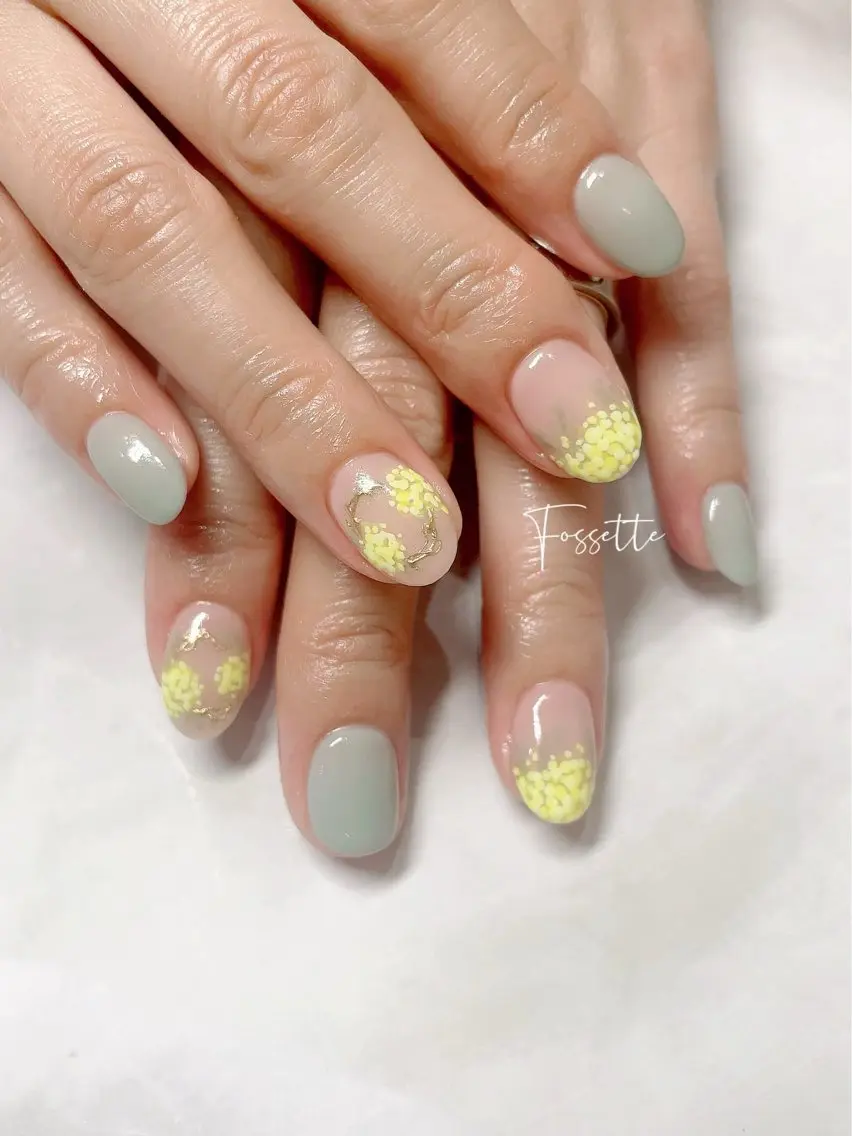 ネイル フラワーネイル ミラーネイル ワンカラーネイル ショートネイル ハンドネイル nailsalon Fossetteのネイルデザイン
