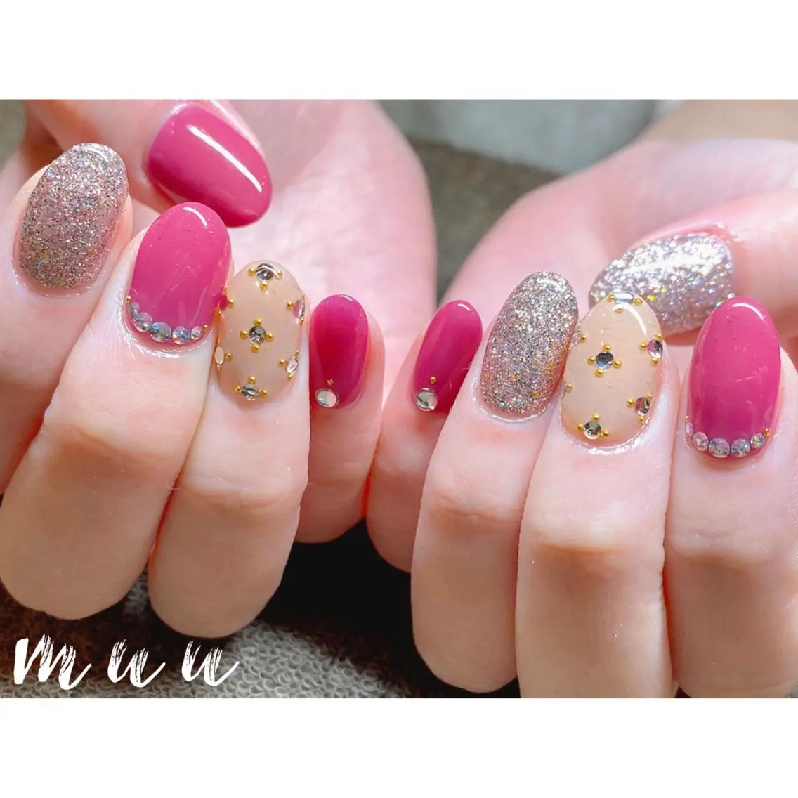 ネイル ワンカラーネイル ストーンネイル muu nailのネイルデザイン