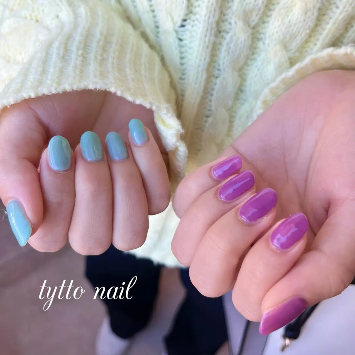 ネイル グリーン オフィスネイル ワンカラーネイル パープル シンプルネイル ハンドネイル tytto nail ❤︎‪‪eri‪‪のネイルデザイン