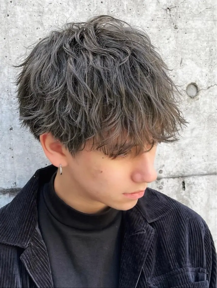 ショート カラー パーマ メンズ カット パーマ 大阪/メンズパーマ /海外風/江﨑翔のヘアスタイル