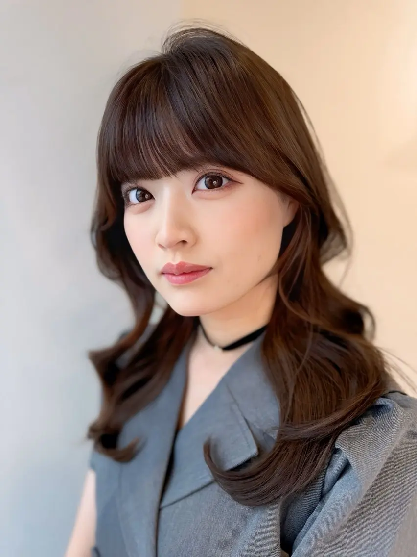 セミロング カット ヘアカラー トリートメント コテ巻き風パーマ /志村大成のヘアスタイル