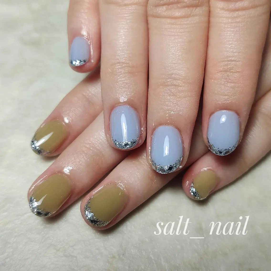 ネイル フレンチネイル ガラスフレンチ 個人サロン saltnailのネイルデザイン