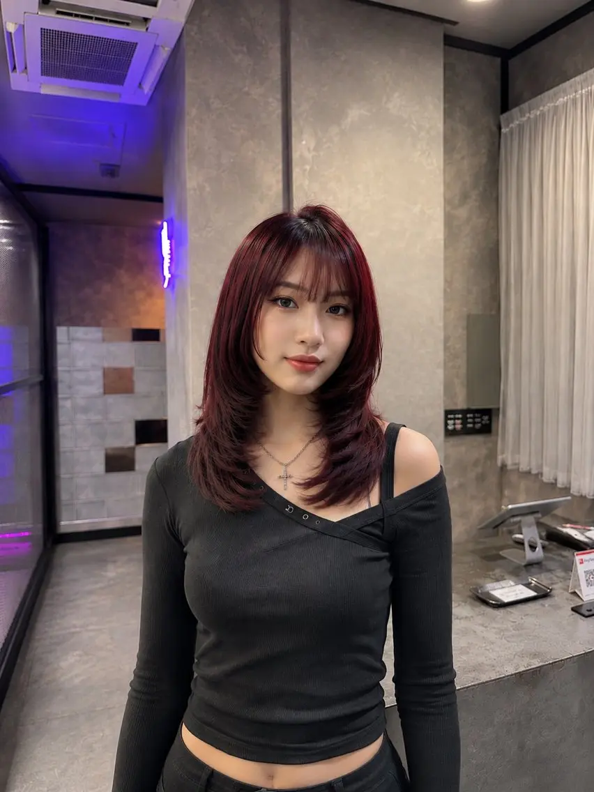 ミディアム 楠奥 結衣のヘアスタイル
