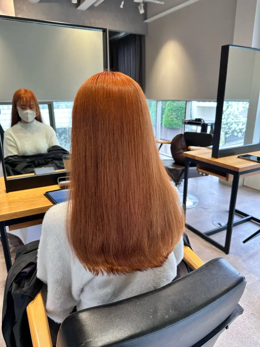 ロング カラー ブリーチ ハイトーンカラー オレンジ ヘアカラー 韓国風/オシャレ /縮毛矯正/滝口琴未のヘアスタイル