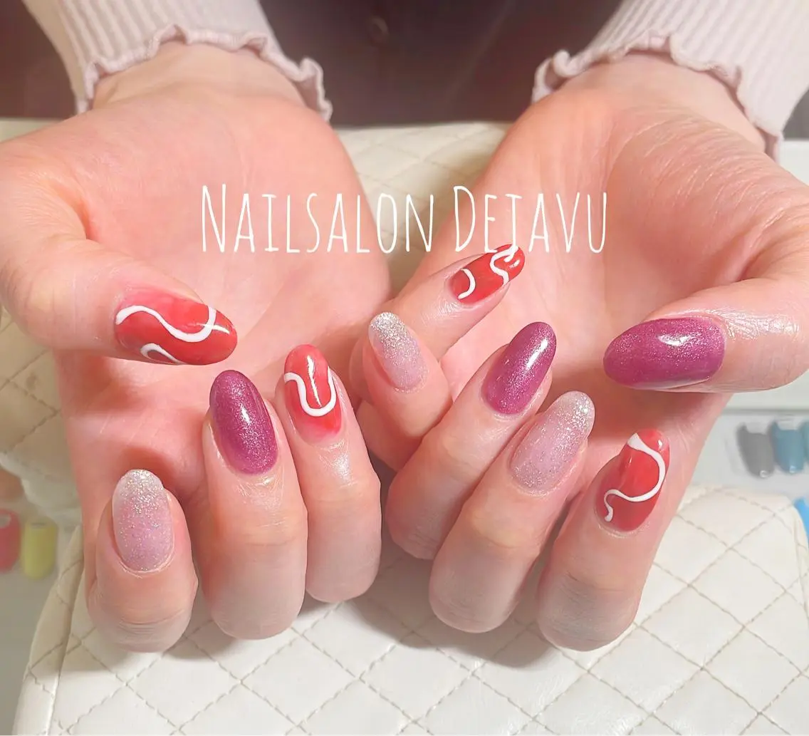 ネイル アートネイル 持ち込み シンプルネイル 春ネイル Nail salon Dejavu 🌿のネイルデザイン