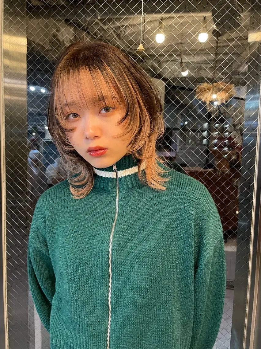 ミディアム カット ヘアカラー トリートメント ウルフカット/ボブ りなのヘアスタイル