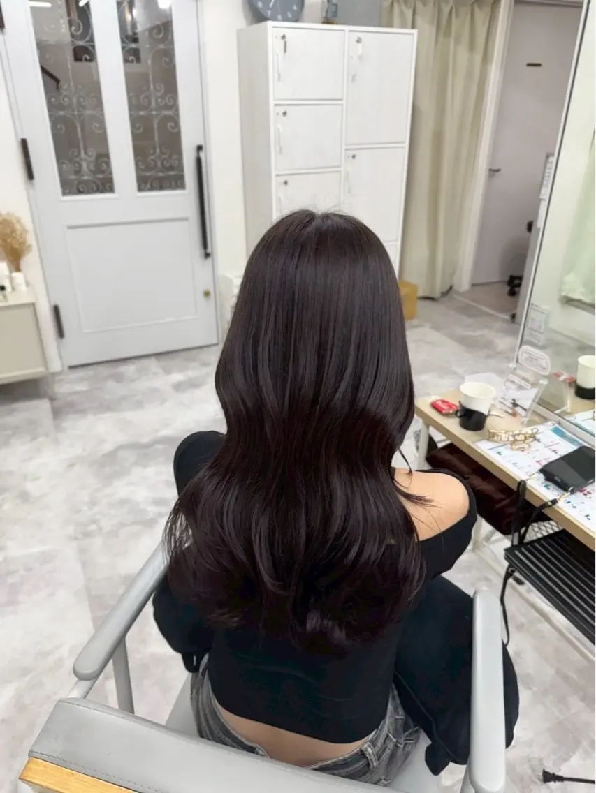 ロング カラー 黒髪 透明感カラー ラベンダーカラー ヘアカラー トリートメント 髪質改善Acero. shoyaのヘアスタイル