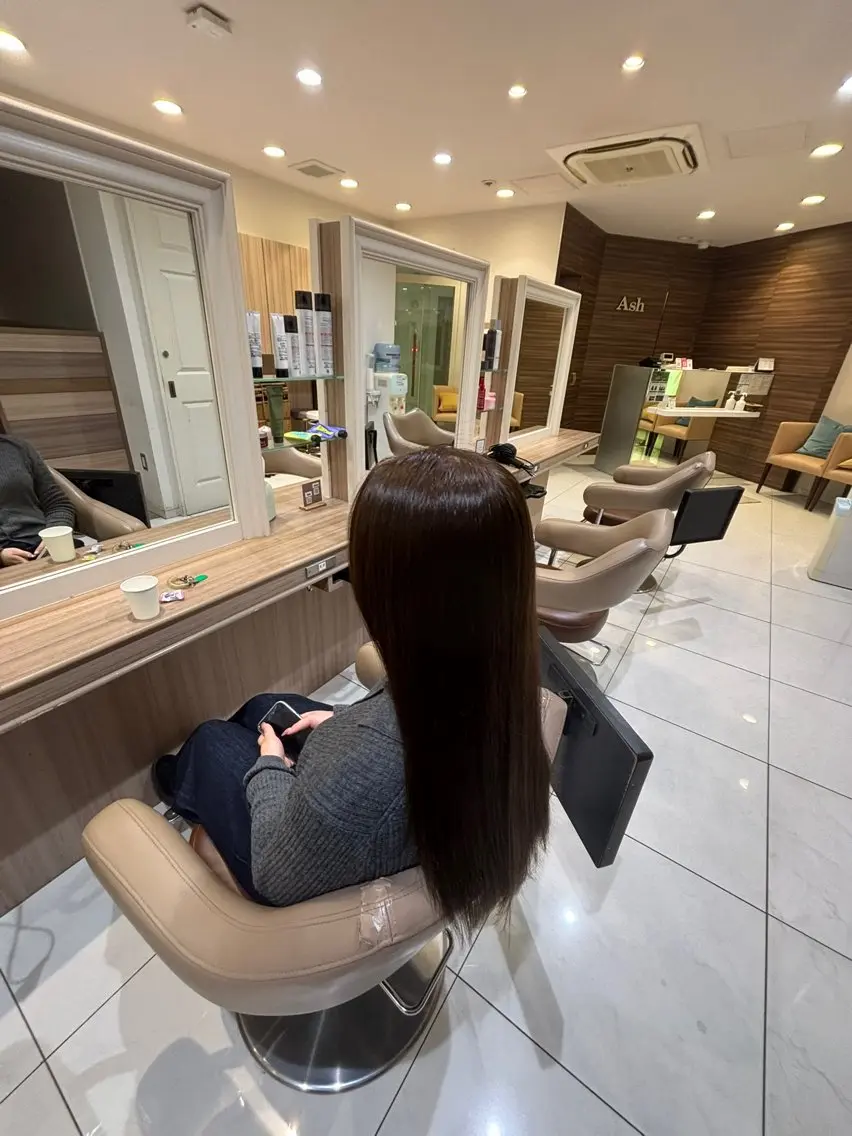 ロング 縮毛矯正 Ash元住吉 クサカハルトのヘアスタイル