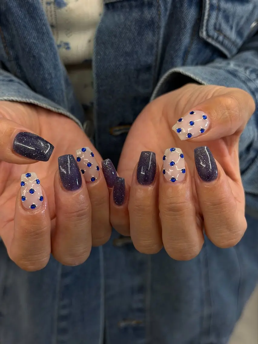 ネイル ジェルネイル マグネットネイル ネイビー ニュアンスネイル ワンカラーネイル ハンドネイル ハンドケア Bana_ Nailのネイルデザイン
