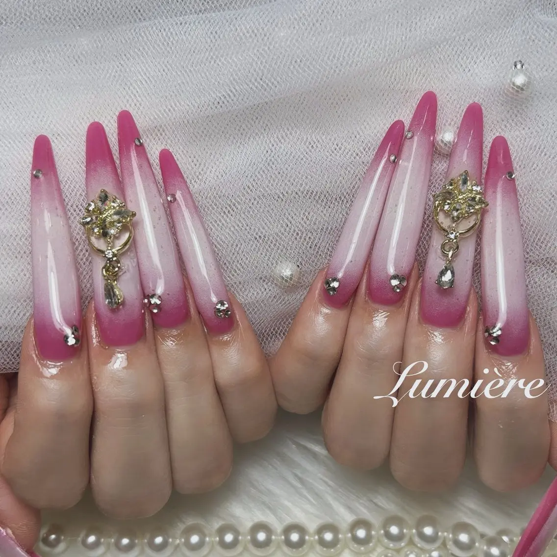 ネイル ロングネイル スーパーロングネイル ハンドネイル Lumière｜ ロング｜ワンホンのネイルデザイン