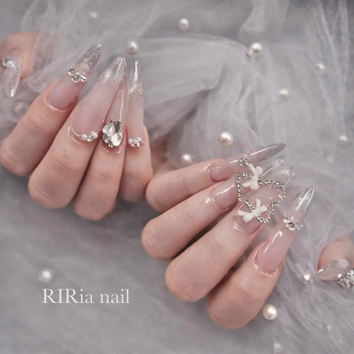 ネイル ハート キラキラネイル リボン ワンホンネイル 🎀RIRia nail🎀のネイルデザイン