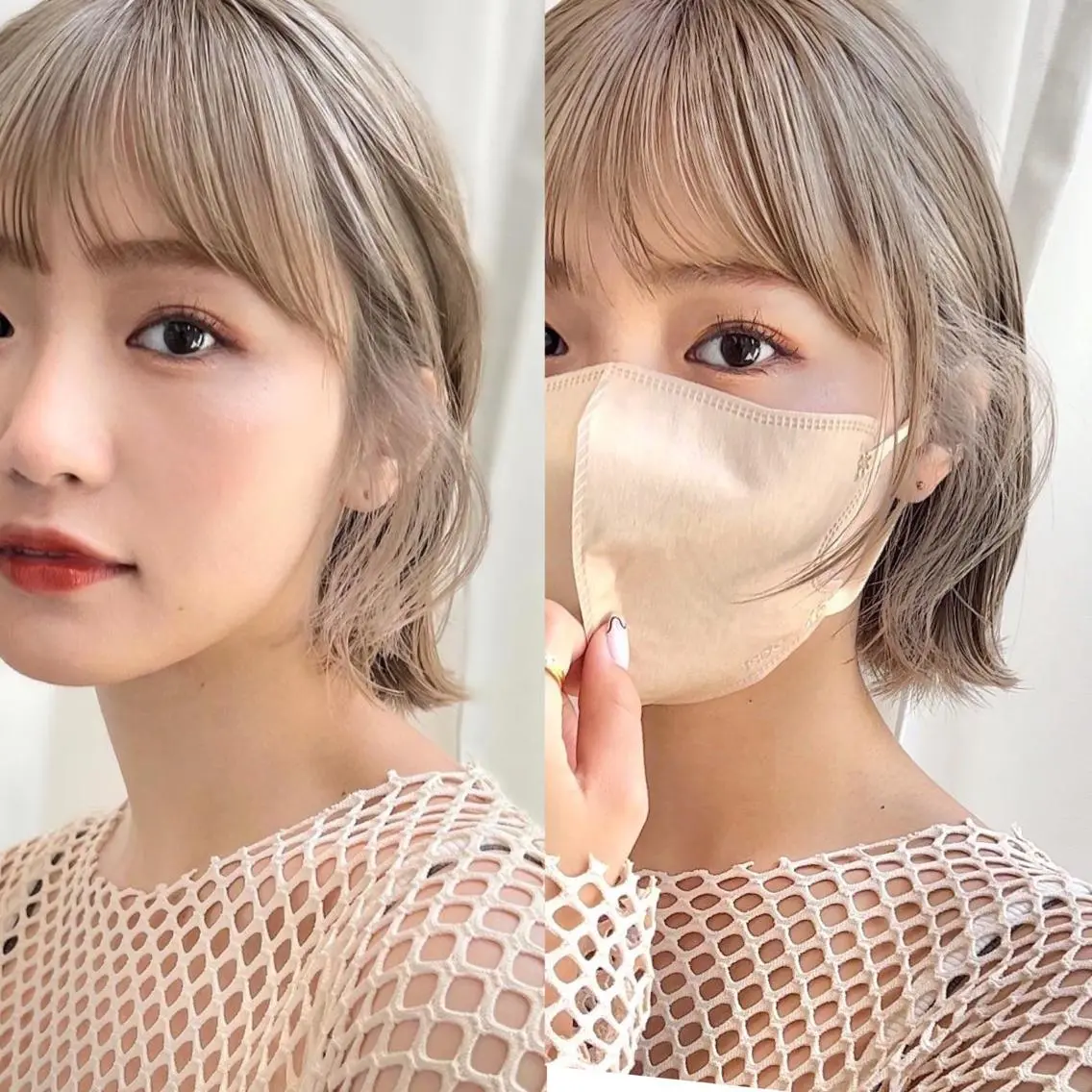 ミディアム カラー ベージュカラー 透明感カラー グレージュ ボブ カット ヘアカラー トリートメント レイヤー専門家 ダブルカラー修のヘアスタイル