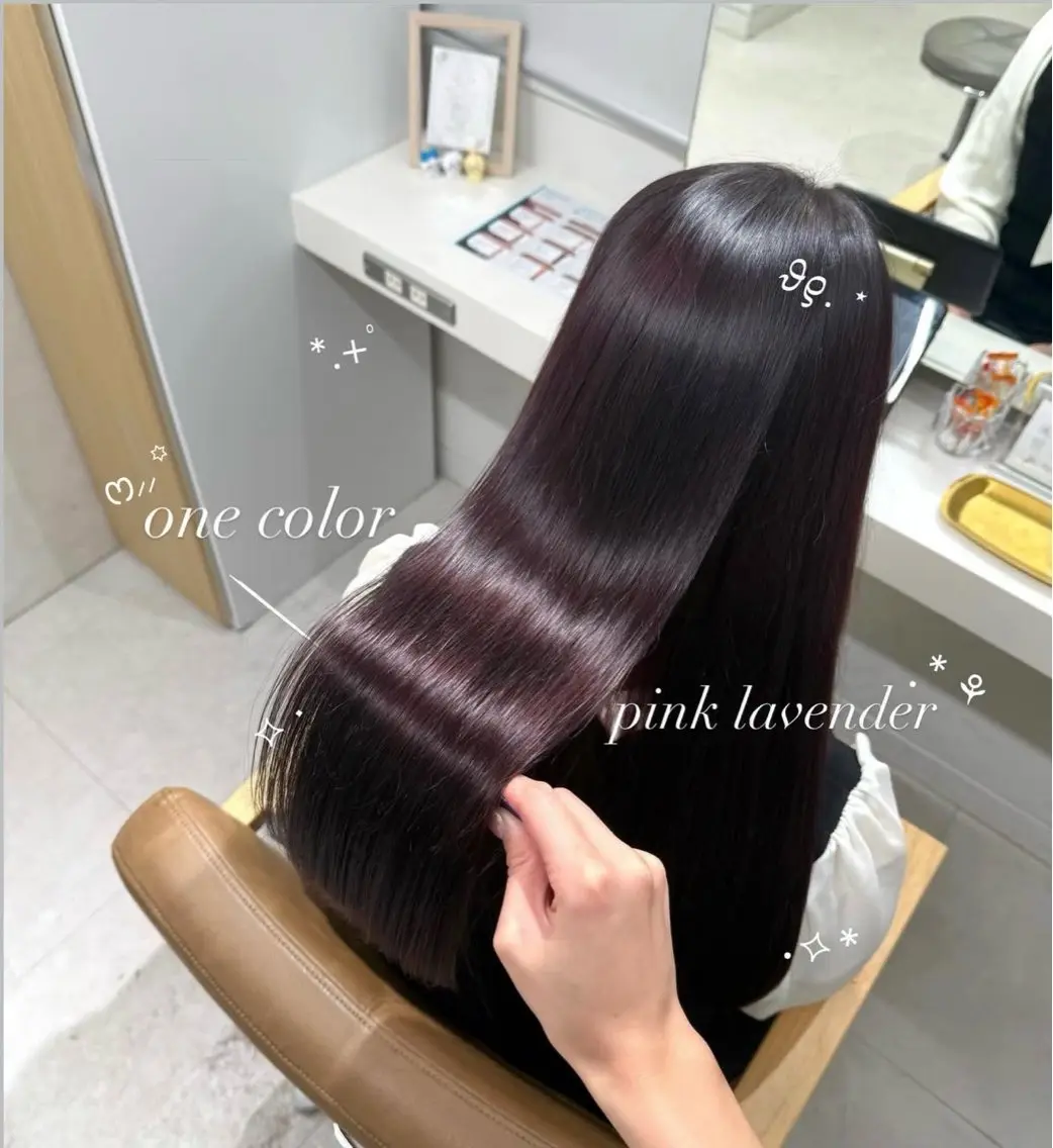 ロング カラー ラベンダーカラー ピンクカラー ピンクラベンダー 髪質改善 トリートメント SLASHスラッシュ 小西結奈のヘアスタイル
