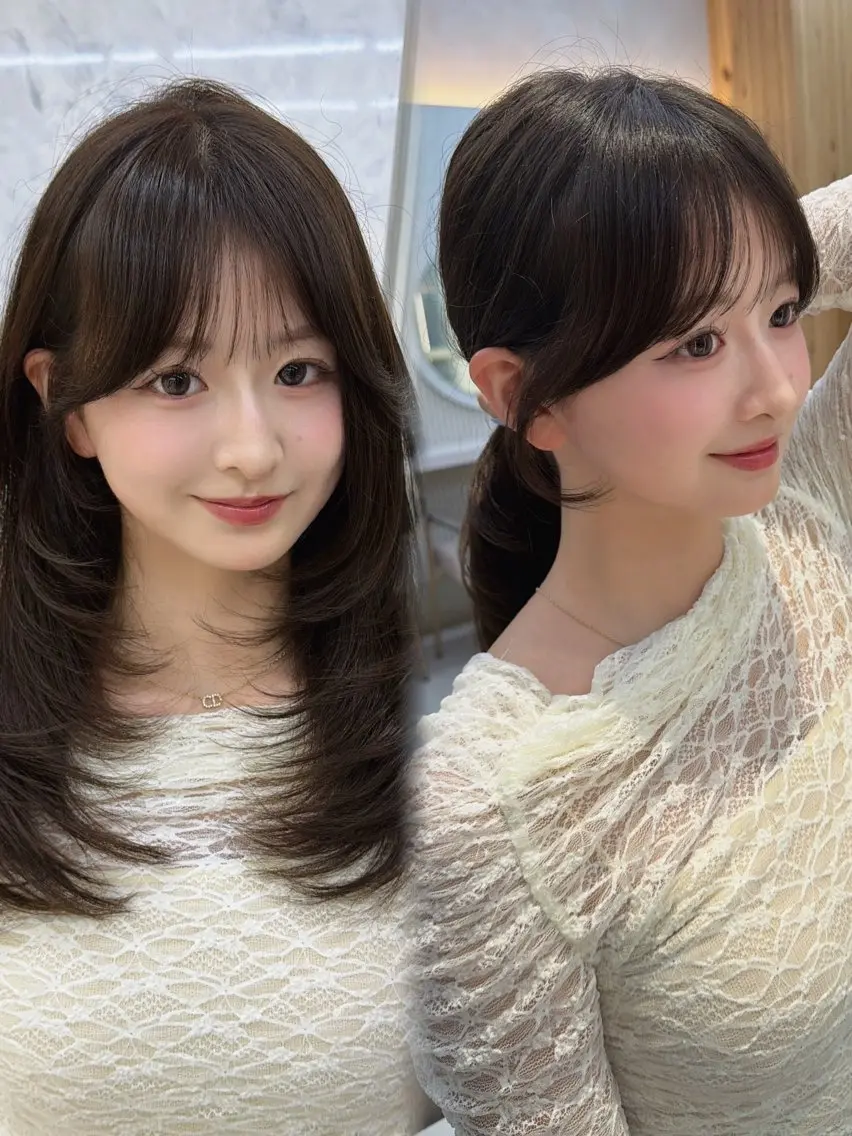 セミロング カット ヘアカラー トリートメント 顔周り/レイヤー /韓国ヘア/TAKUのヘアスタイル