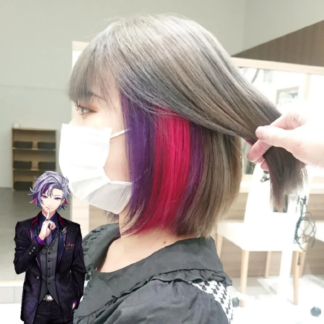 ショート カラー ブリーチ ケアブリーチ インナーカラー ピンクカラー バイオレットカラー あらげ 🌈推しカラー🌈ᵕのヘアスタイル