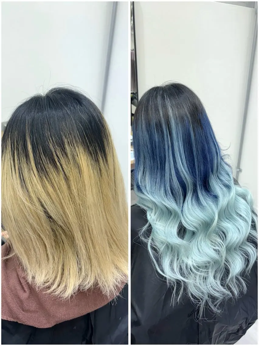 カラー ブルーカラー デザインカラー グラデーションカラー ハイライトカラー ハイトーンカラー ヘアカラー エクステ SHUNTA✨ NEXT/ブリーチのヘアスタイル