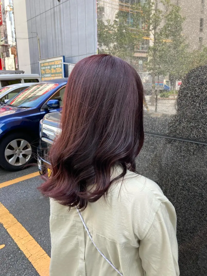 【 ブリーチなし 】ワンカラーで作るピンクカラー💞暖色カラー🍇の写真