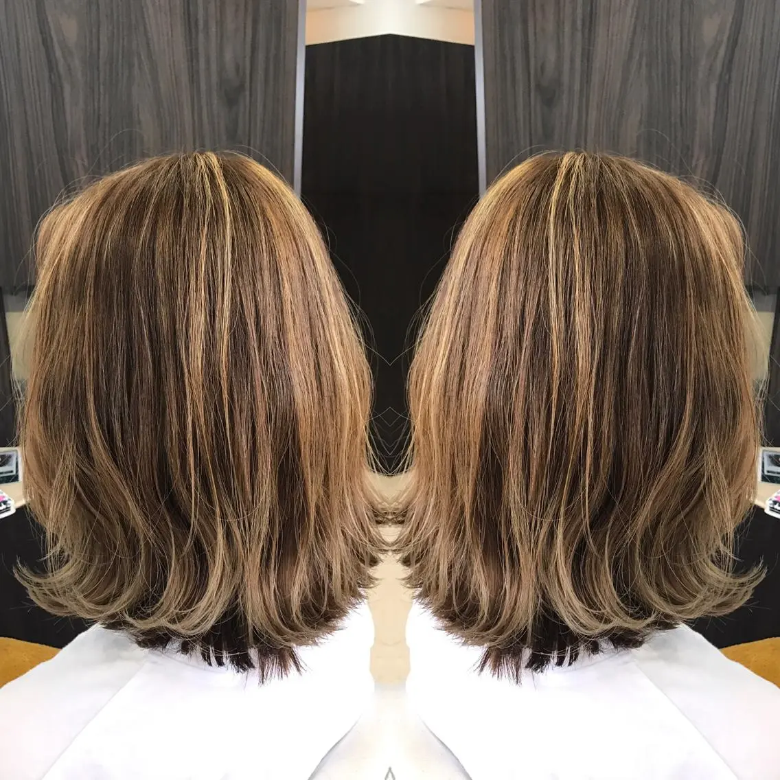 ミディアム カラー ベージュカラー 透明感カラー ハイライトカラー ハイライト Oopsレイヤー 加藤澄都のヘアスタイル