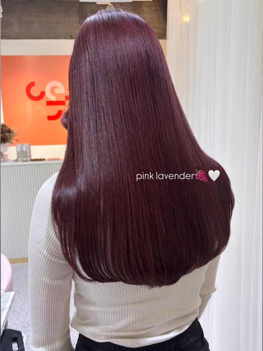 ロング カラー ラベンダーカラー ピンクカラー ピンクラベンダー IORI/暖色カラー 顔まわりカットのヘアスタイル