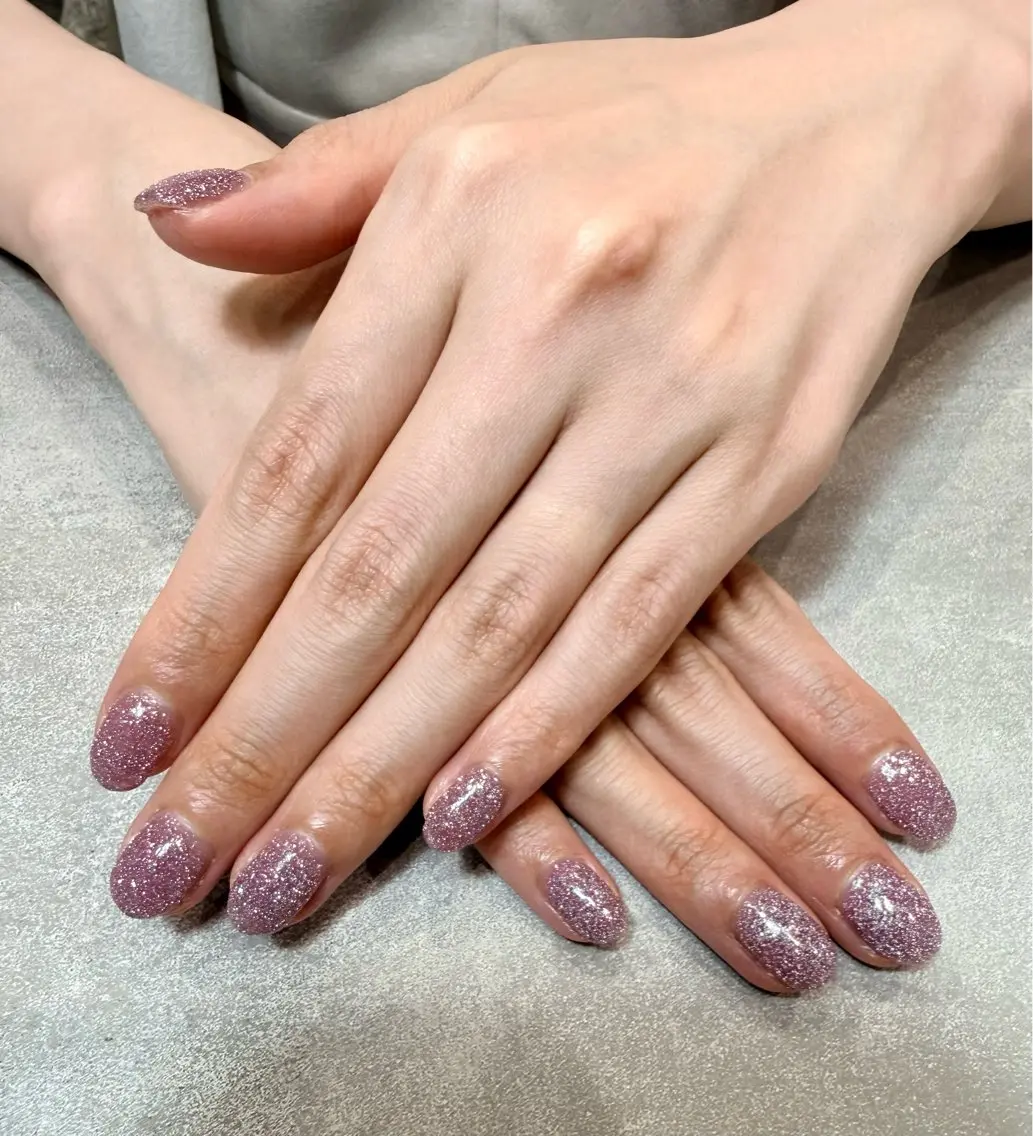 ネイル フラッシュネイル ゴージャス キラキラネイル ピンク ハンドネイル YUZUME 蒲田店のネイルデザイン