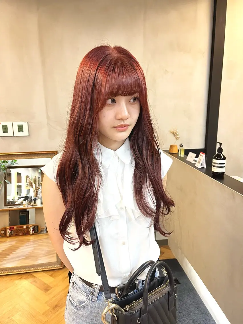 ロング カラー ヘアアレンジ ブリーチ ダブルカラー ブリーチなしカラー カット ヘアカラー トリートメント ena/ブリーチなし 透明感・レイヤー🎀のヘアスタイル