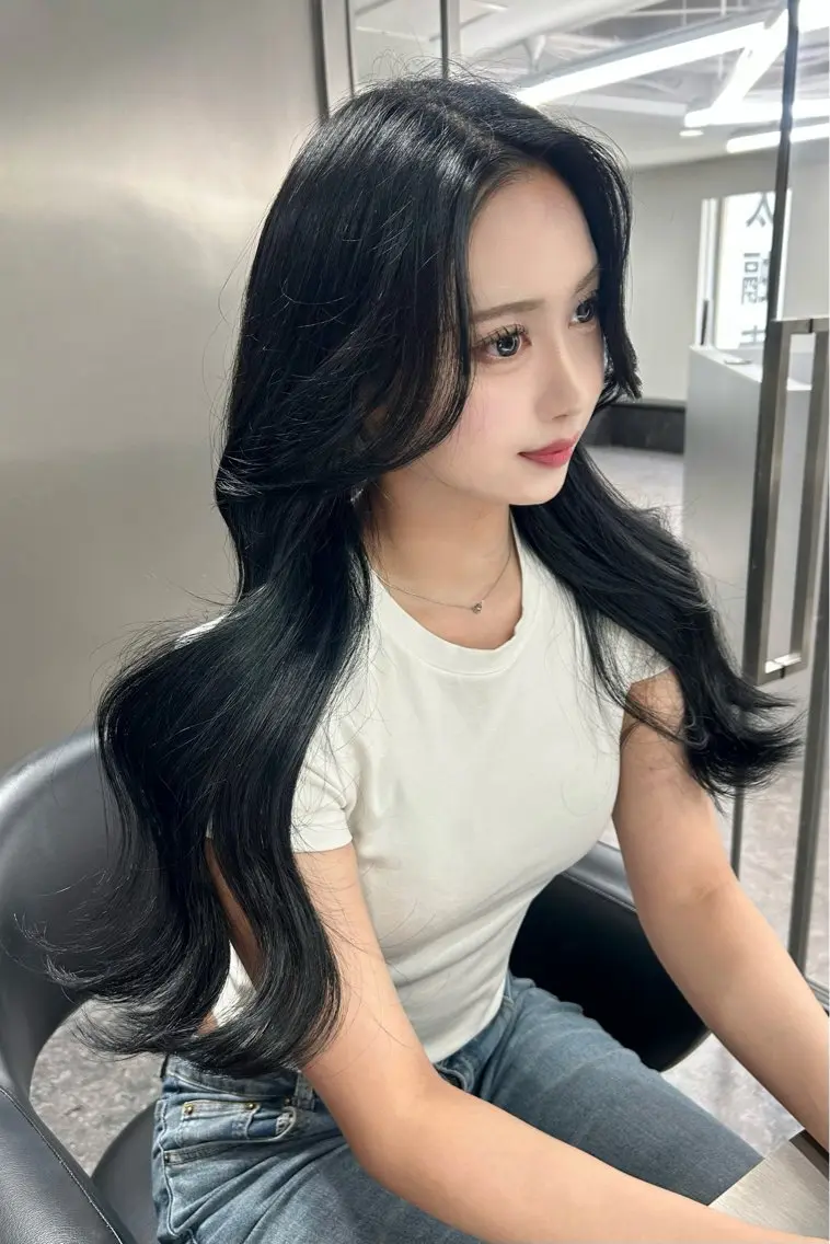 ロング カラー nanaka 🤍韓国ワンホンヘアのヘアスタイル