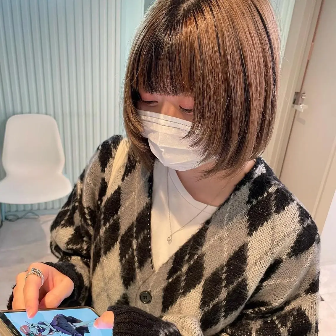 ミディアム カラー パーマ ヘアアレンジ メンズ キッズ ネイル マツエク・マツパ アイブロウ ダメージレスブリーチ ×美髪矯正【滝太】のヘアスタイル