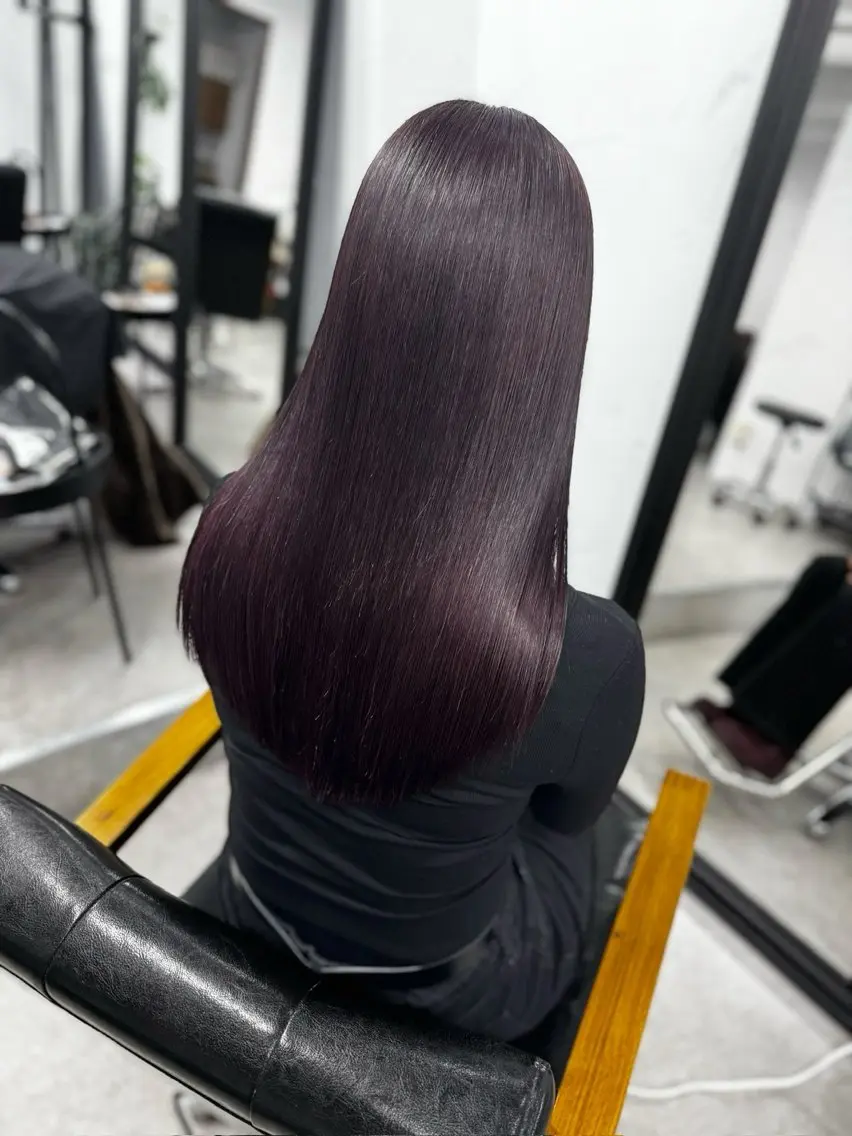 セミロング くせ毛 縮毛矯正 カット ヘアカラー 縮毛矯正 奥村 和也のヘアスタイル