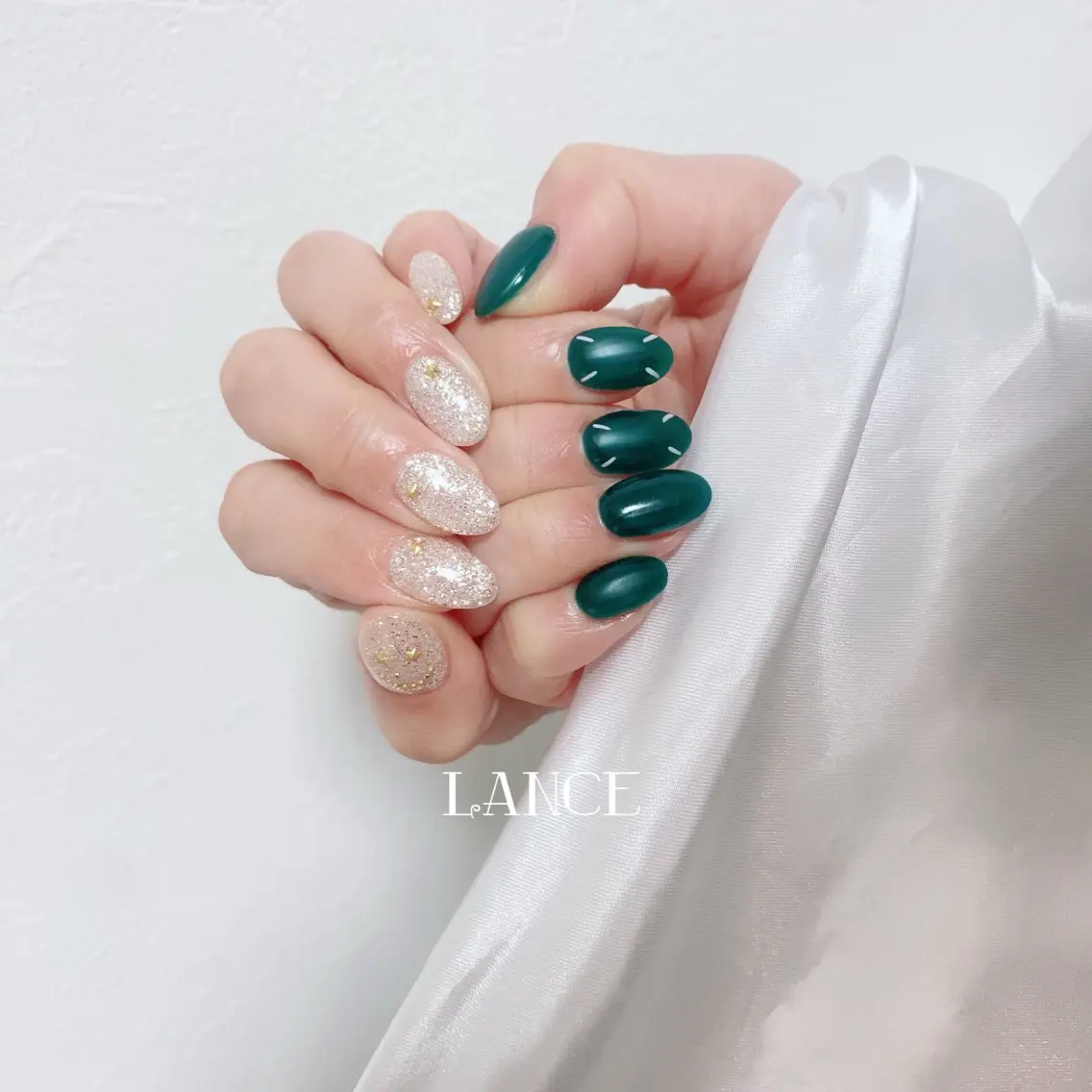 ネイル オーロラネイル フレンチネイル キラキラネイル ニュアンスネイル ピンク ハンドネイル Lance nailのネイルデザイン
