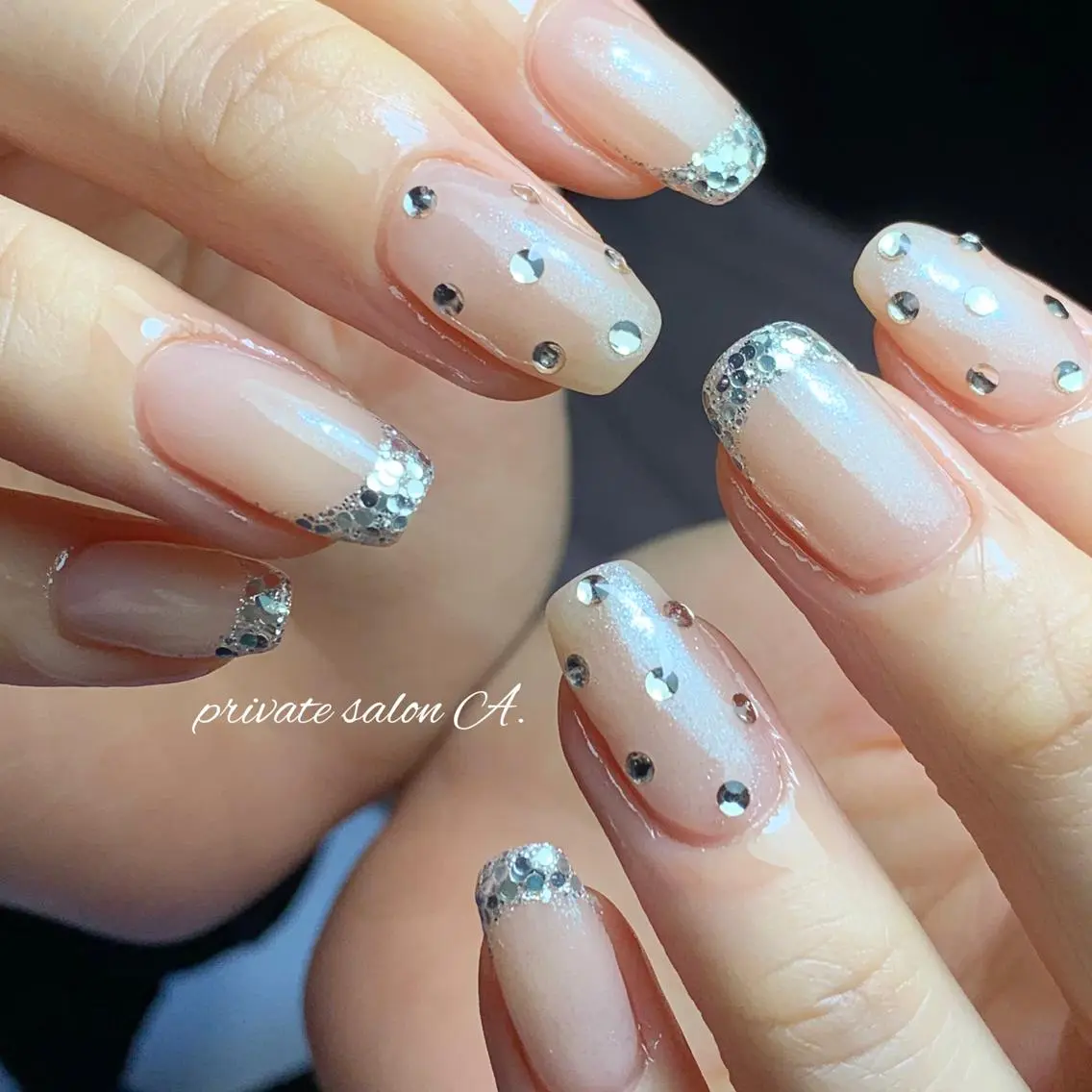 ネイル フレンチネイル ラメ(グリッター) richeri beautyのネイルデザイン