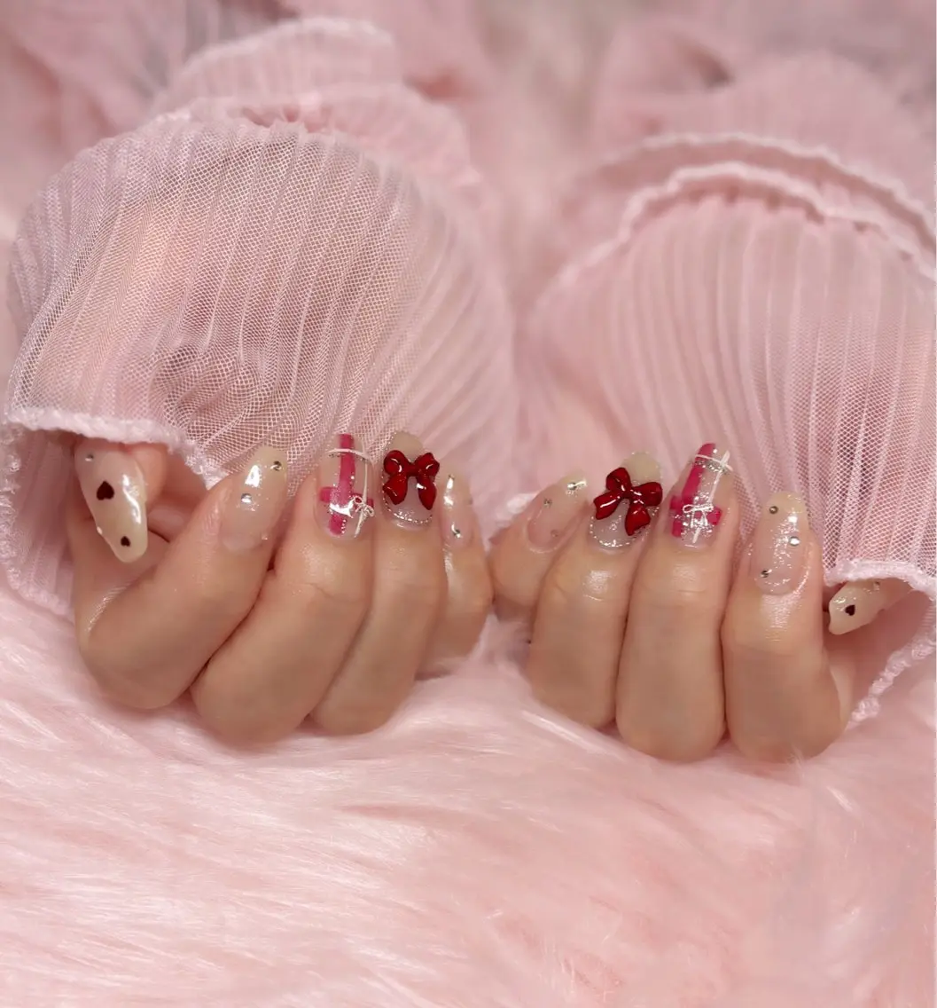ネイル リボン ハンドネイル Nail Salon macherieのネイルデザイン