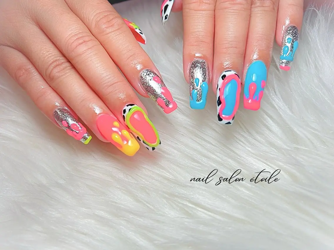 ネイル ロングネイル 持ち込み 夏ネイル ハンドネイル nail salon étoileのネイルデザイン