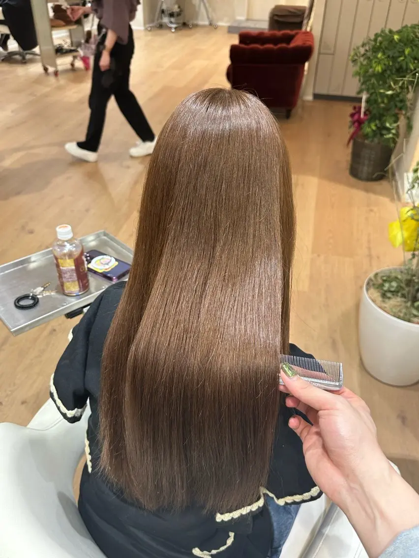 ミディアム 髪質改善 トリートメント カット ヘアカラー トリートメント 巻ける髪質改善🫧ハ イライト/永田汰伊智のヘアスタイル