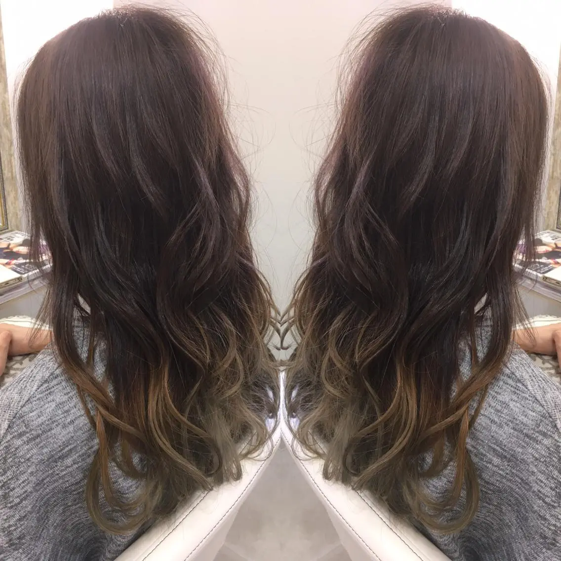 セミロング ロング カラー 髪質改善 中川 翔のヘアスタイル