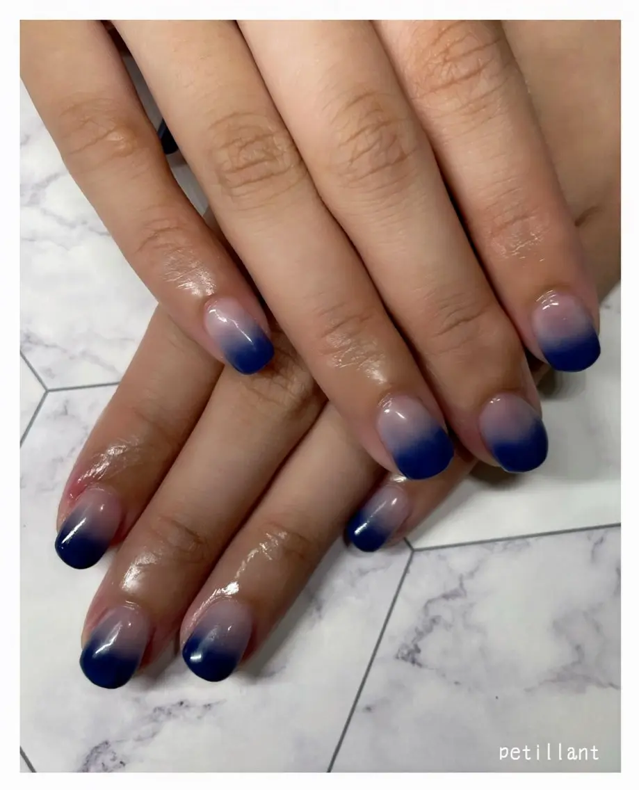 ネイル ブルー nail salon petillantのネイルデザイン