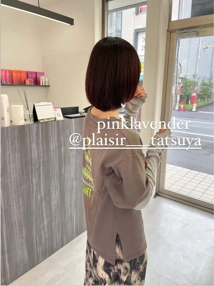 ショート カラー ケアカラー デザインカラー ラベンダーカラー ピンクカラー ピンクラベンダー カット ヘアカラー トリートメント 佐々木 達也のヘアスタイル