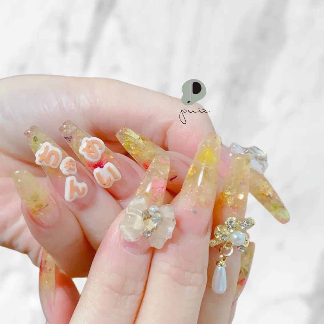 ネイル グラデーション ロングネイル スカルプネイル ハンドネイル Nail salon puu kyotoのネイルデザイン