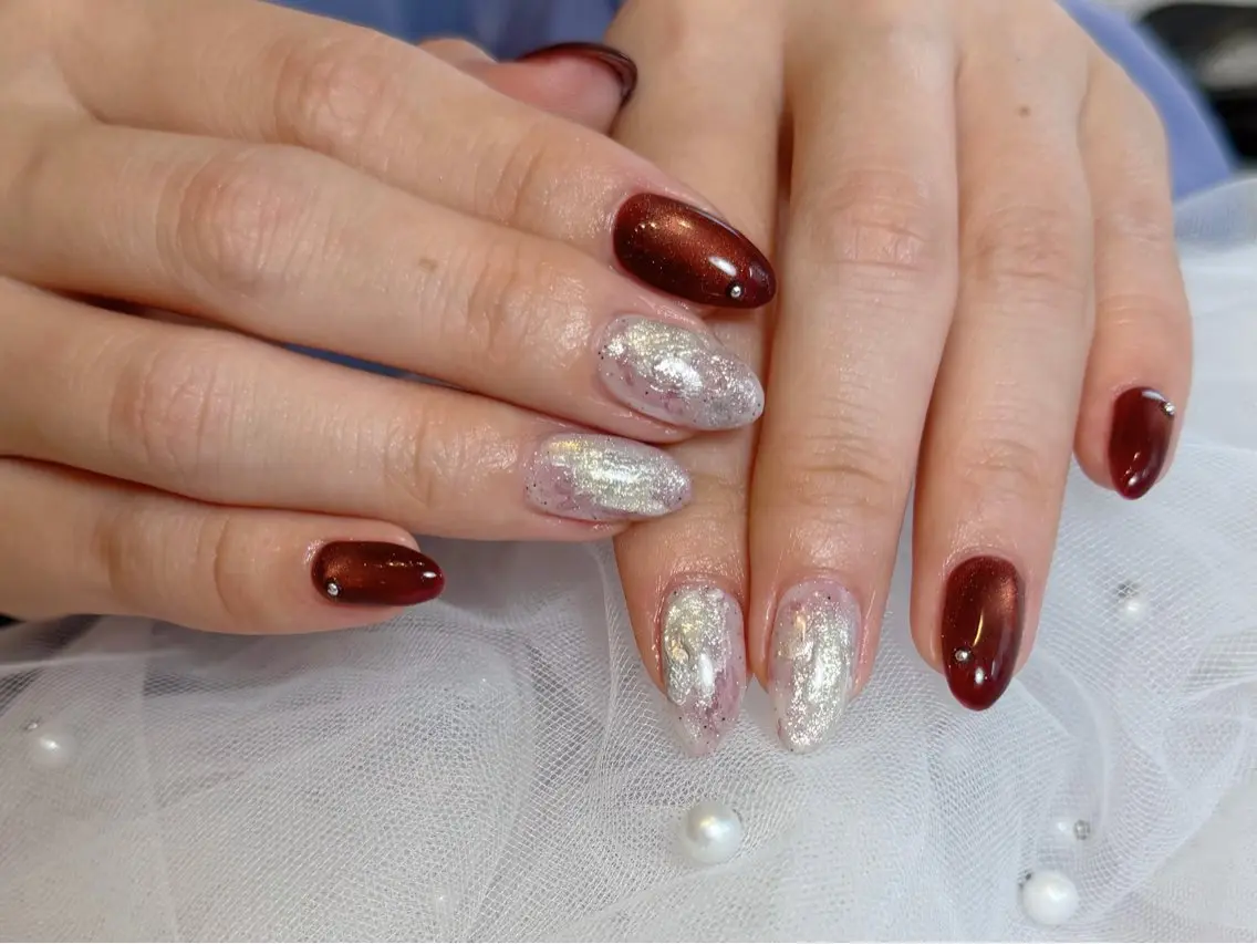 ネイル クリアネイル フラッシュネイル フラッシュマグ フレンチネイル マグネットネイル Luana nailのネイルデザイン