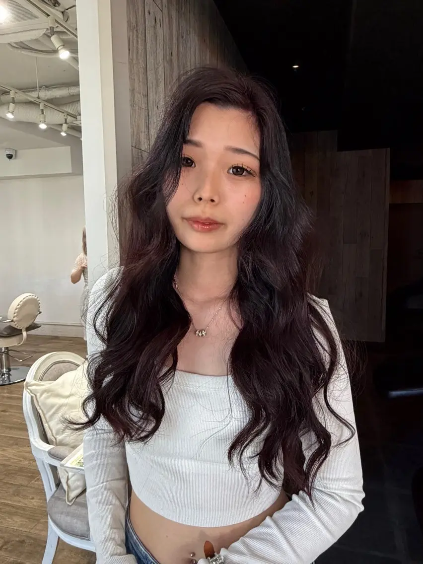 ロング カラー ブラウンカラー レッドカラー レッドブラウン 夢 菜のヘアスタイル