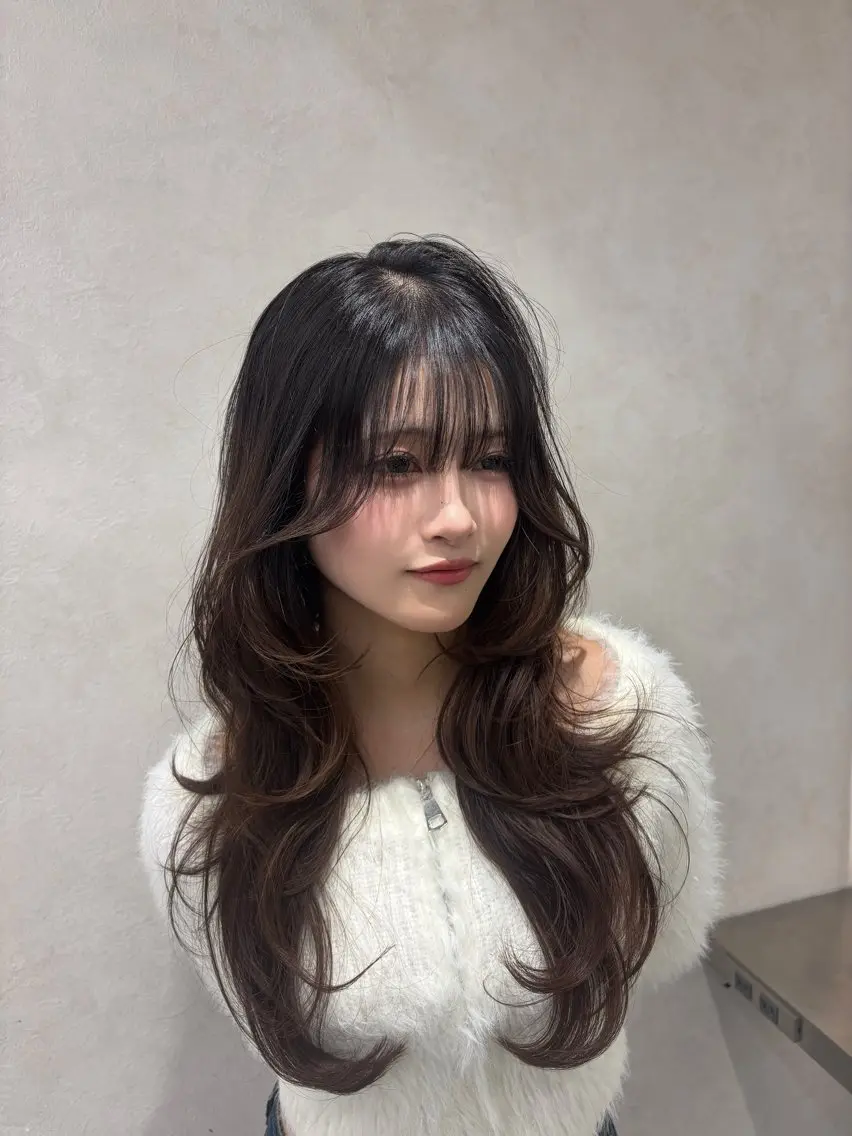 ロング ハッシュカット ハイレイヤー レイヤーカット Yuta✂︎ 韓国レイヤー🪽のヘアスタイル