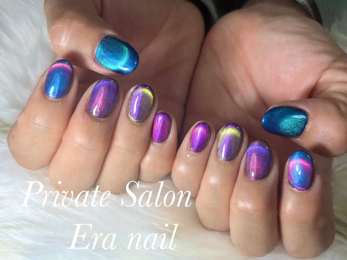 ネイル マグネットネイル マグネットワンカラー ワンカラーネイル ハンドネイル Era nailのネイルデザイン