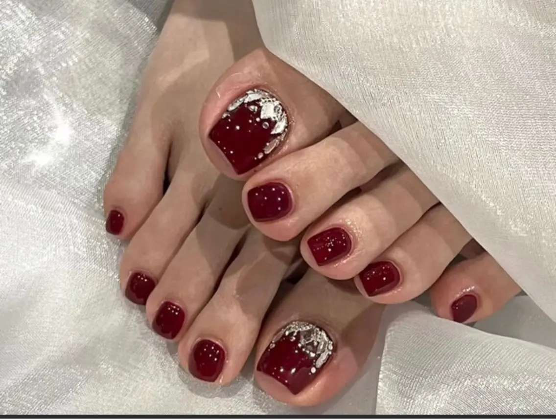 ネイル チークネイル 長さ出し フラッシュネイル フットネイル フレンチネイル Nikoネイルサロン 上野店のネイルデザイン