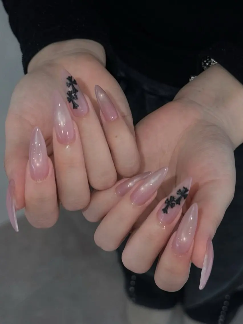 ネイル 韓国ネイル ロングネイル 持ち込み ピンク シンプルネイル ハンドネイル 🎀AURA Nailsalonのネイルデザイン