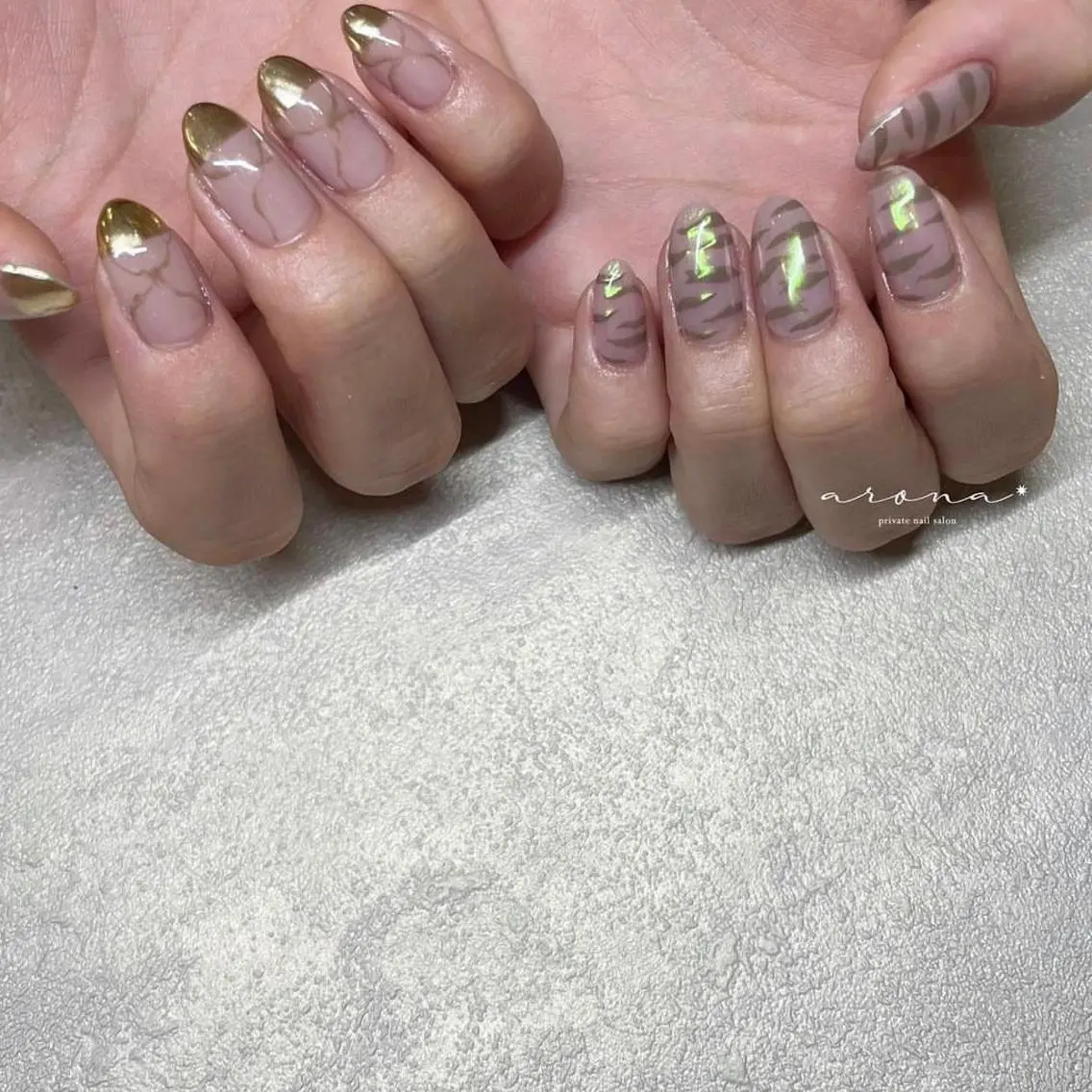 ネイル アニマル柄 大理石ネイル(マーブル) ハンドネイル nail salon ✷aronaのネイルデザイン