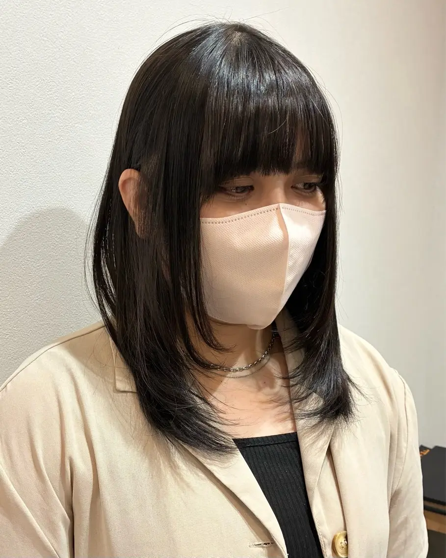 ミディアム レイヤーカット 縮毛矯正 カット 縮毛矯正 柴田真衣 /ナチュラル/半個室のヘアスタイル